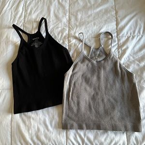 2 pack ribbed high neck tank tops!
